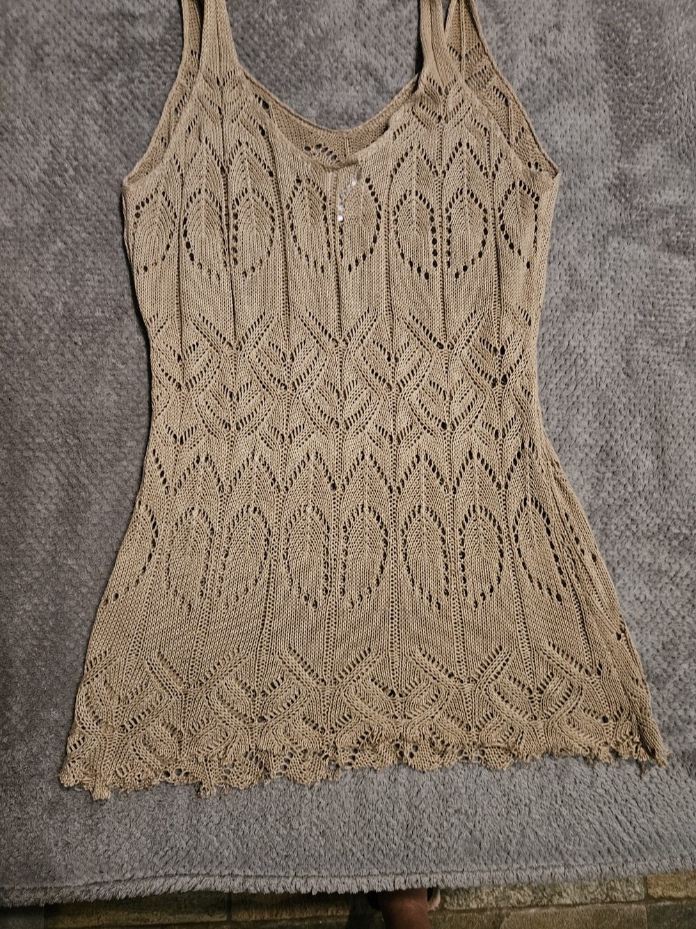 Knit Sleeveless Beach Dress in Tan